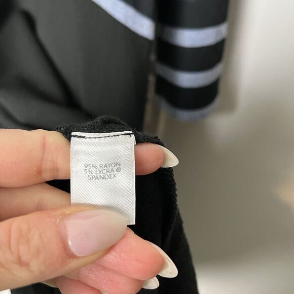 J. Jill Wearever Collection Women's Black Blue Striped 3/4 Sleeve Rayon Dress M - Picture 3 of 6